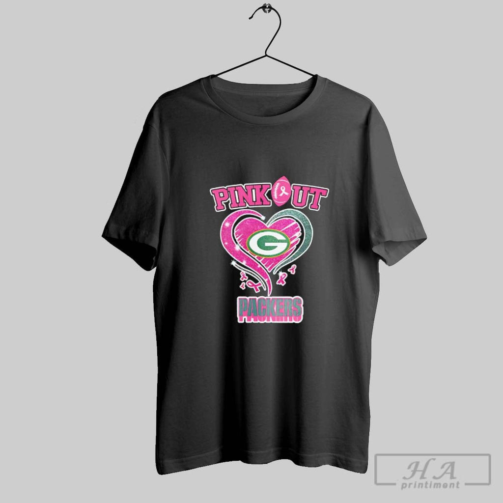 Official Green Bay Packers Pink Out Packers Heart Diamond Unisex T-shirt, Sweatshirt, Hoodie, Long Sleeve Tee - T-Shirt, Sweatshirt, Hoodie