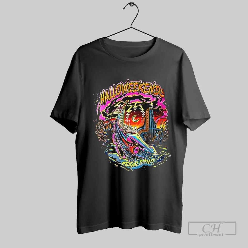 Official Halloweekends Cedar Point Skeleton T Shirt Unisex T-shirt, Sweatshirt, Hoodie, Long Sleeve Tee - T-Shirt, Sweatshirt, Hoodie