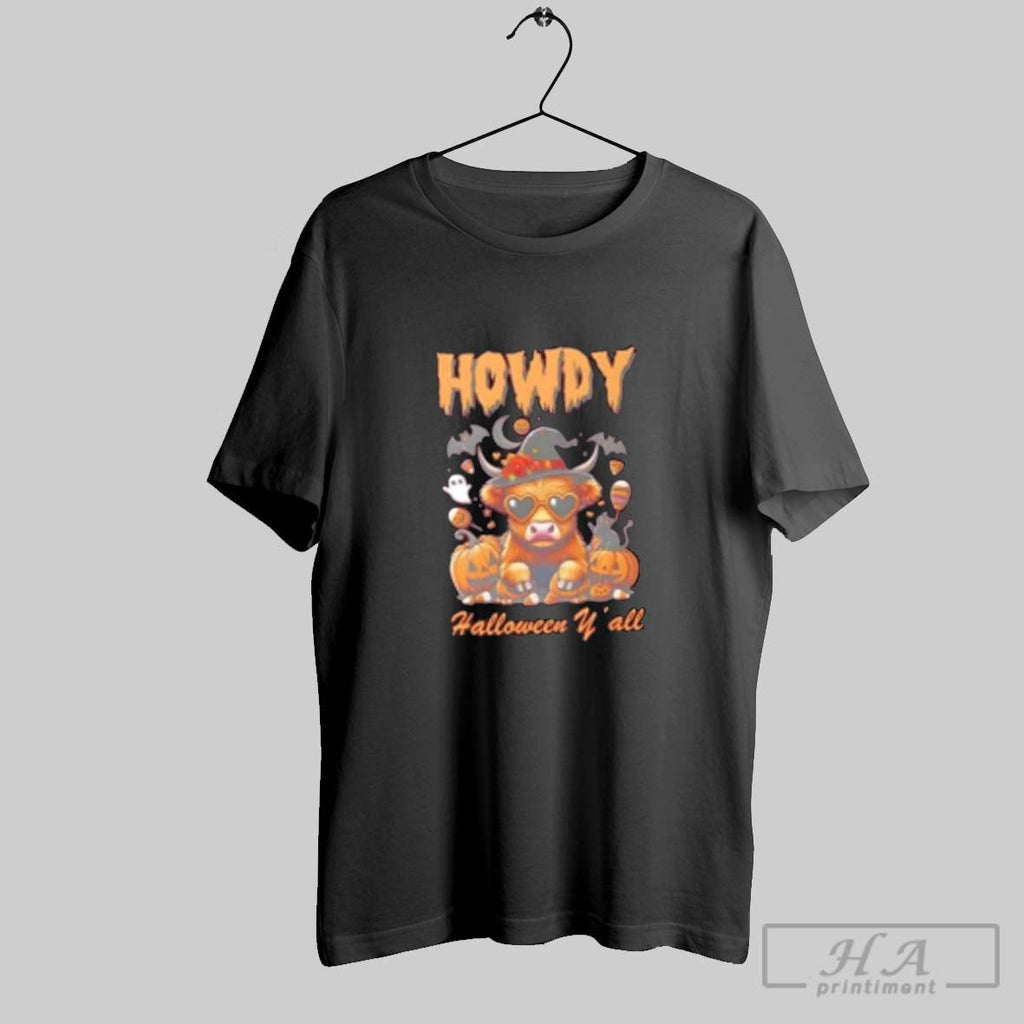 Official Howdy Yall Highland Cow Halloween Unisex T-shirt, Sweatshirt, Hoodie, Long Sleeve Tee - T-Shirt, Sweatshirt, Hoodie