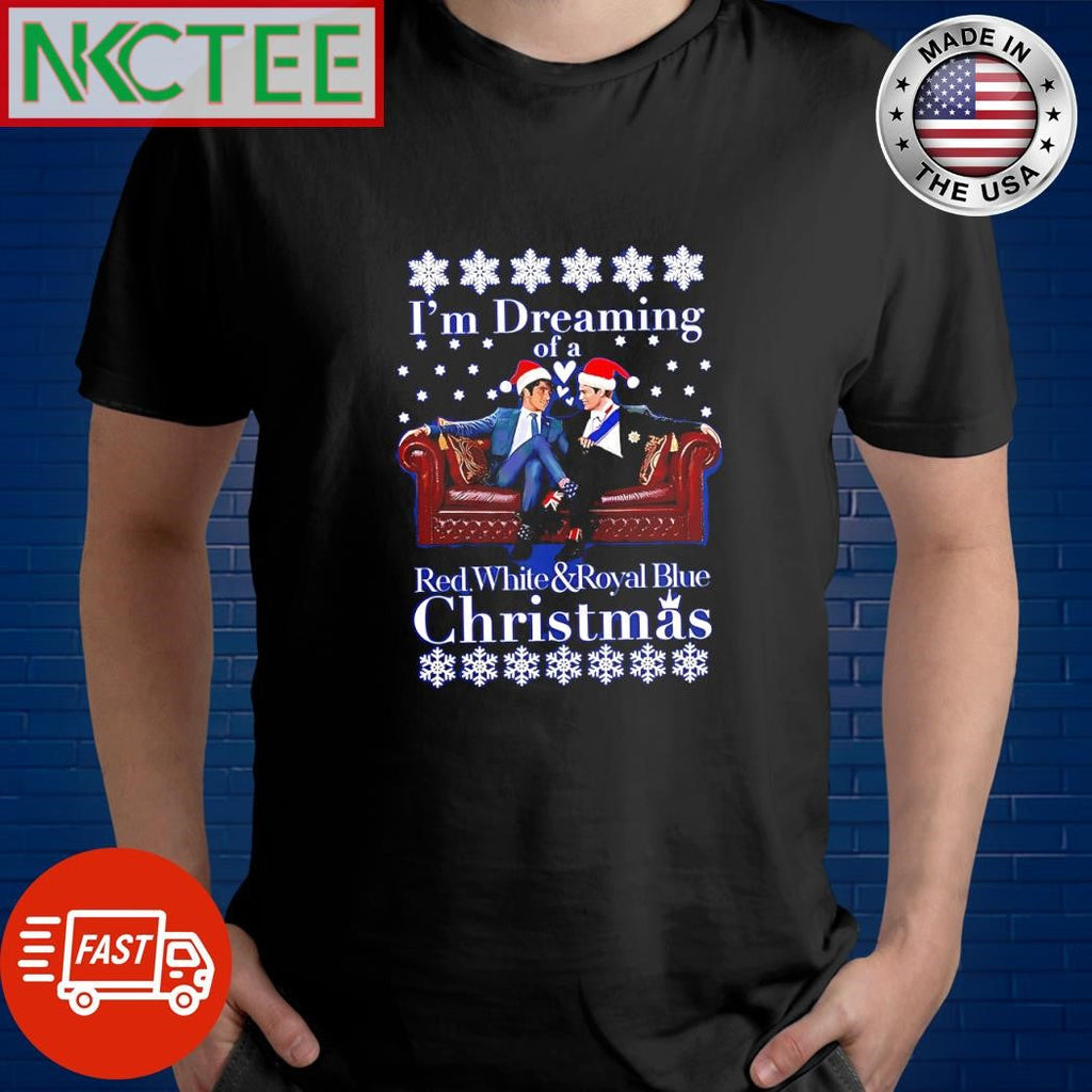 Official I’m dreaming of a Red White and Royal Blue Christmas ugly shirt Unisex T-shirt, Sweatshirt, Hoodie, Long Sleeve Tee - T-Shirt, Sweatshirt, Hoodie