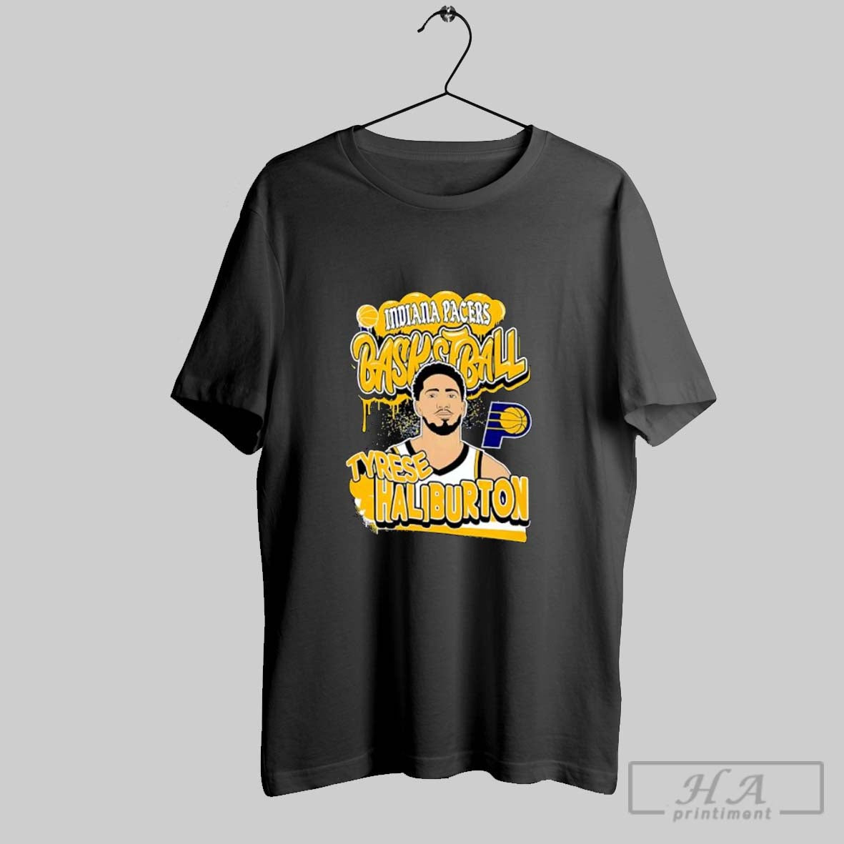 Official Indiana Pacers Basketball Tyrese Haliburton Portrait Graphic Posters Black Unisex T-shirt, Sweatshirt, Hoodie, Long Sleeve Tee - T-Shirt, Sweatshirt, Hoodie
