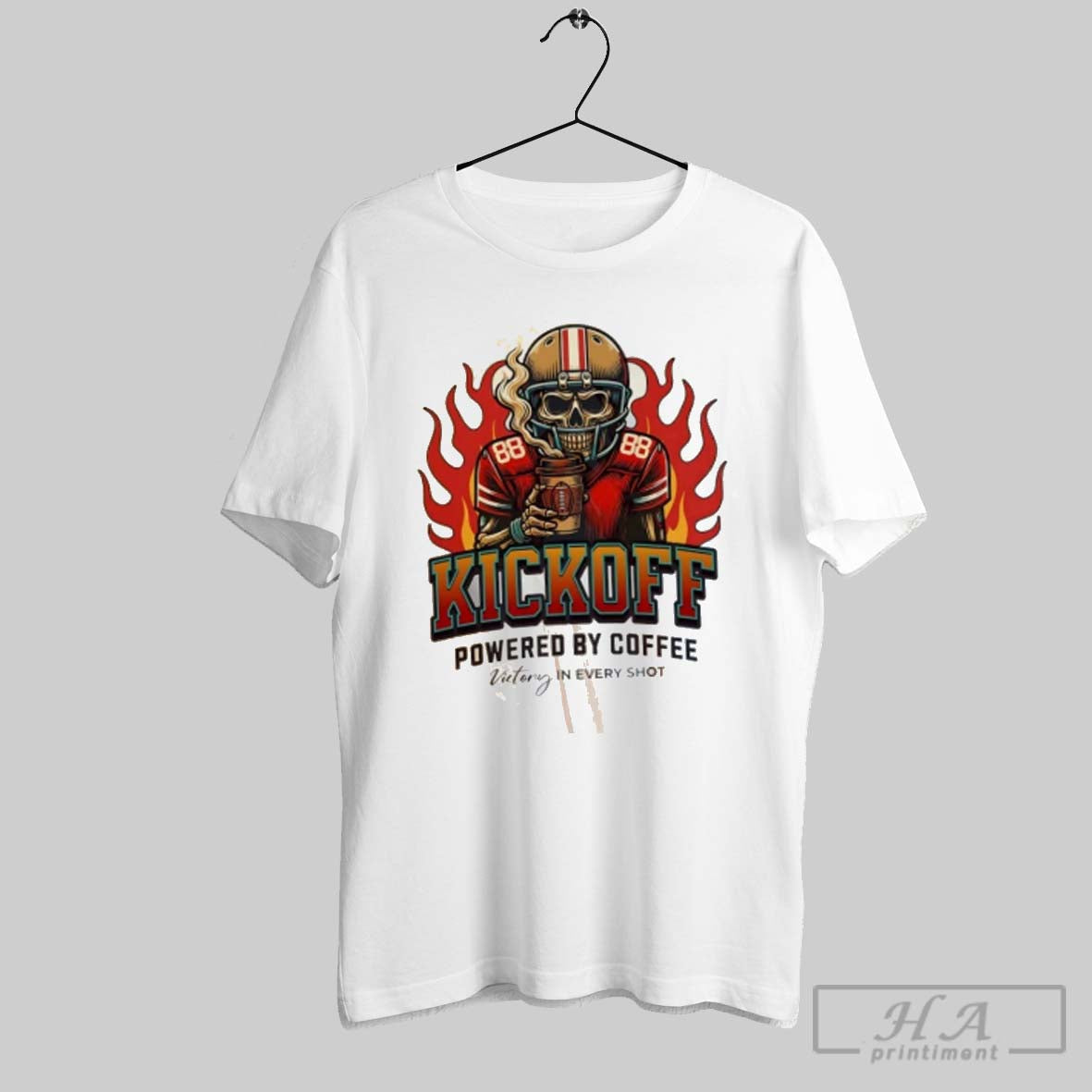 Official Jake Tonges X Skeleton 49ers Baseball Kickoff Powered By Coffee Victory In Every Shot - T-Shirt, Sweatshirt, Hoodie
