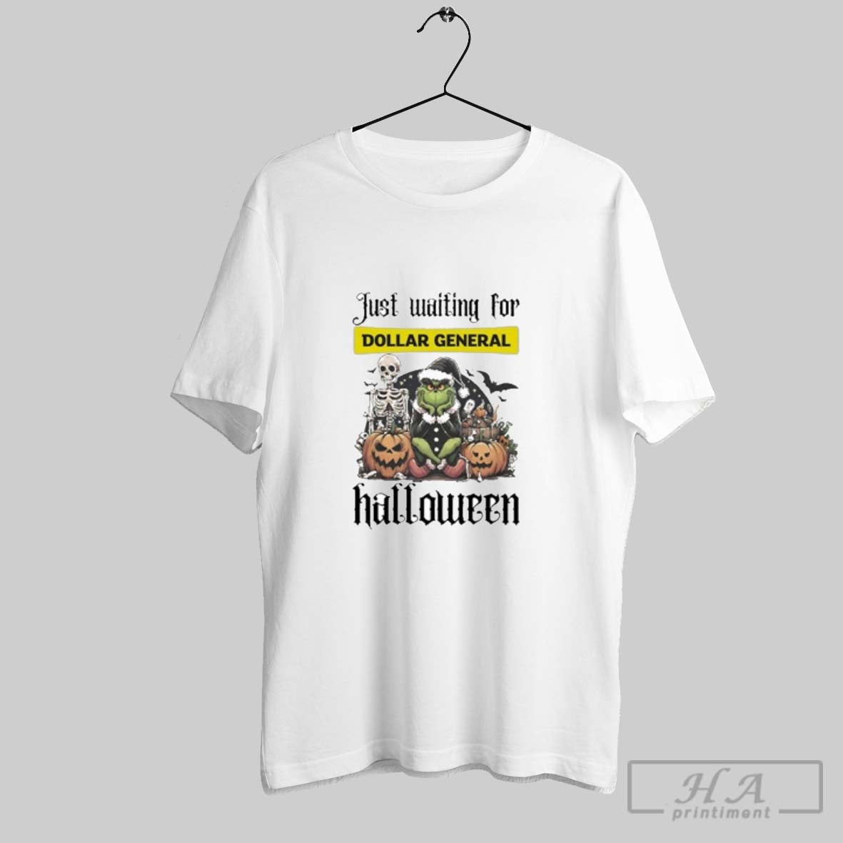 Official Just Waiting For Dollar General Santa Grinch Halloween 2025 Shirt Unisex T-shirt, Sweatshirt, Hoodie, Long Sleeve Tee - T-Shirt, Sweatshirt, Hoodie