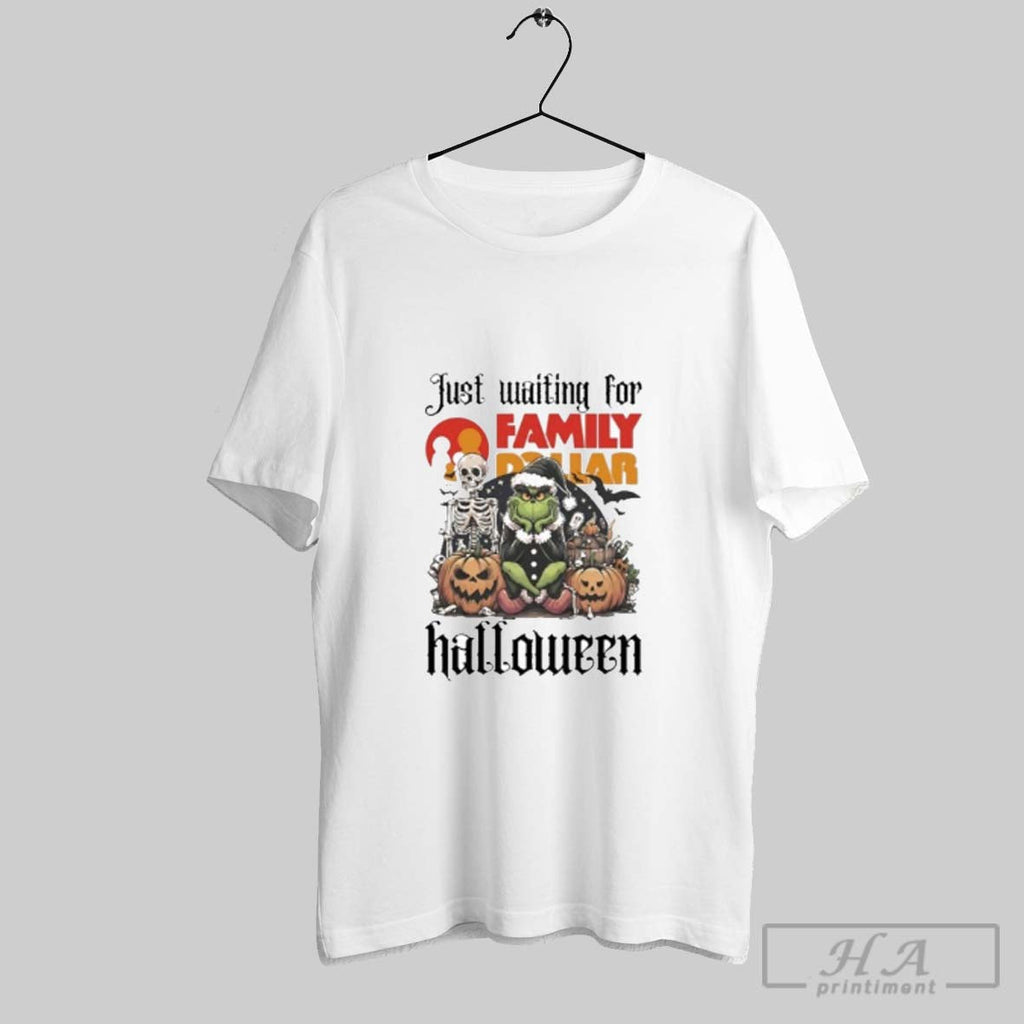 Official Just Waiting For Family Dollar Santa Grinch Halloween 2025 Shirt Unisex T-shirt, Sweatshirt, Hoodie, Long Sleeve Tee - T-Shirt, Sweatshirt, Hoodie