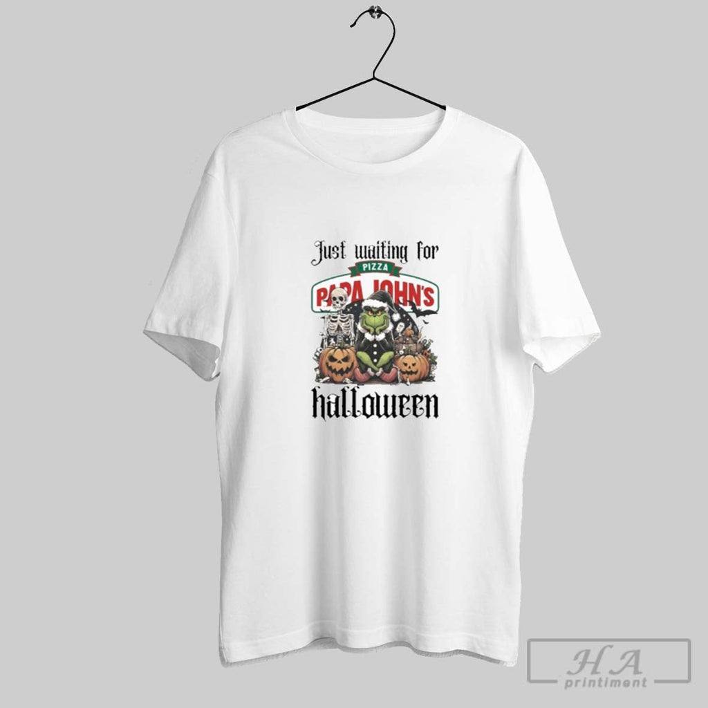 Official Just Waiting For Papa Johns Pizza Santa Grinch Halloween 2025 Shirt Unisex T-shirt, Sweatshirt, Hoodie, Long Sleeve Tee - T-Shirt, Sweatshirt, Hoodie