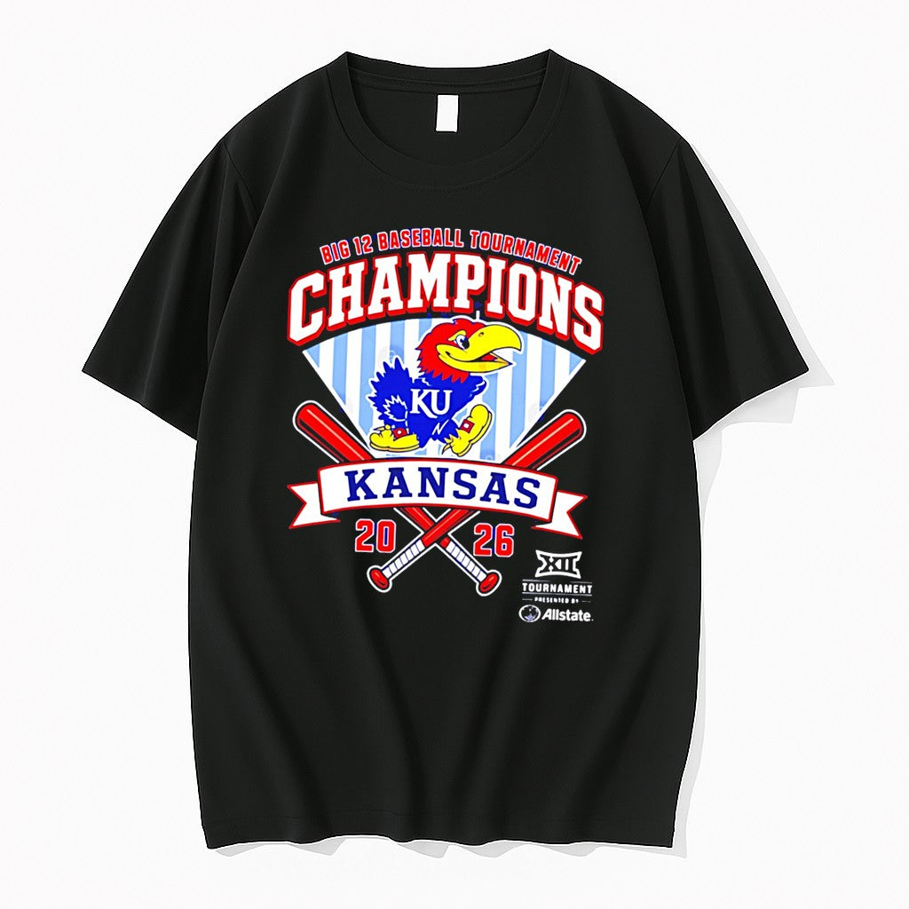 Official Kansas Jayhawks 2026 Big 12 Baseball Tournament Champions Classic Tee T Shirts Unisex T-shirt, Sweatshirt, Hoodie, Long Sleeve Tee - T-Shirt, Sweatshirt, Hoodie