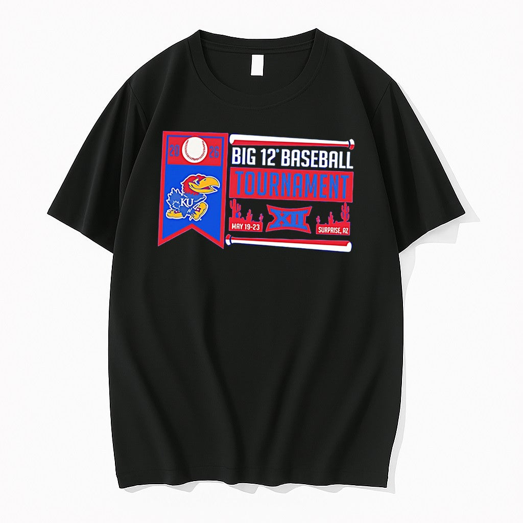 Official Kansas Jayhawks 2026 Big 12 Baseball Tournament Participant Tee T Shirts Unisex T-shirt, Sweatshirt, Hoodie, Long Sleeve Tee - T-Shirt, Sweatshirt, Hoodie