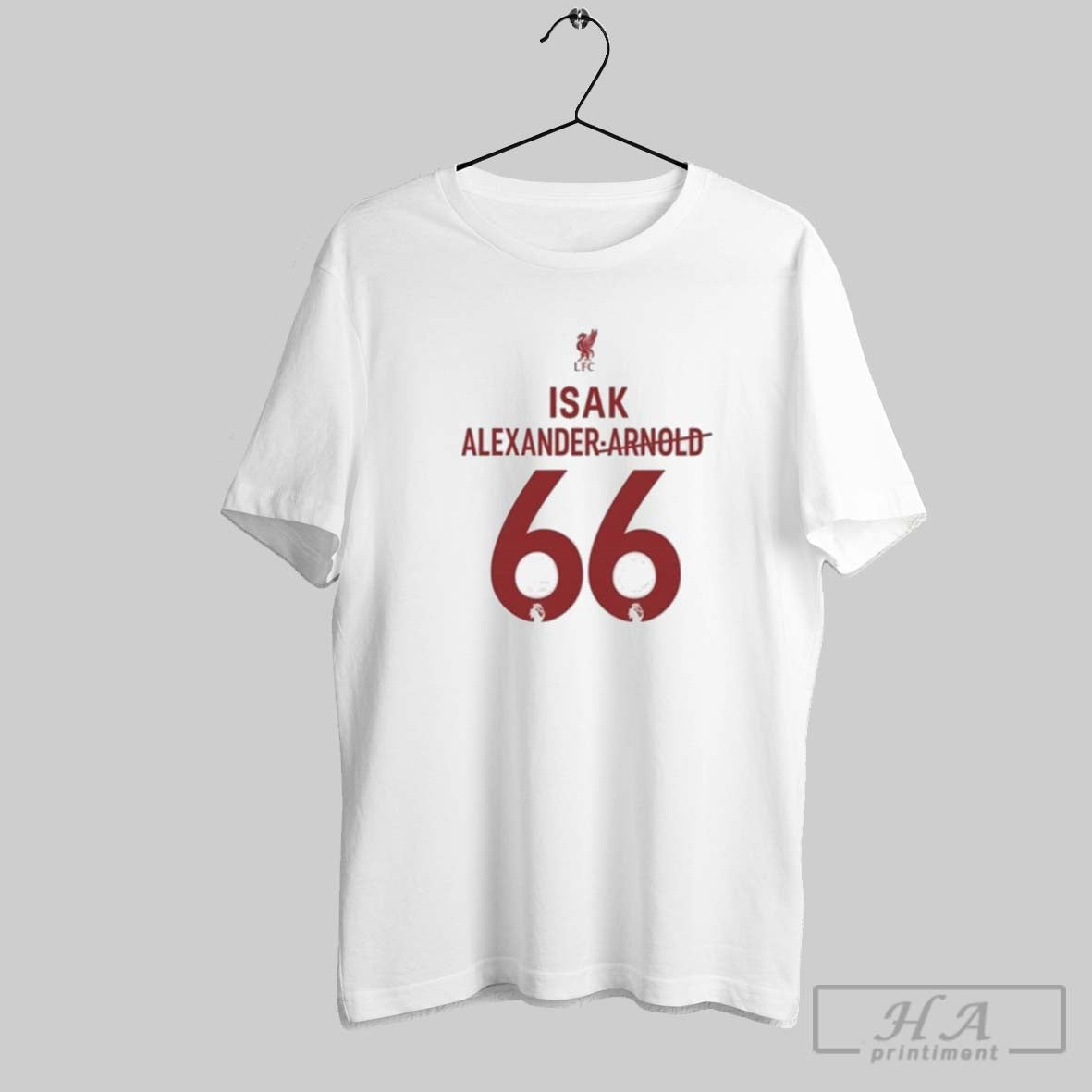 Official Liverpool Isak 66 Jersey Premier League Football Unisex T-shirt, Sweatshirt, Hoodie, Long Sleeve Tee - T-Shirt, Sweatshirt, Hoodie