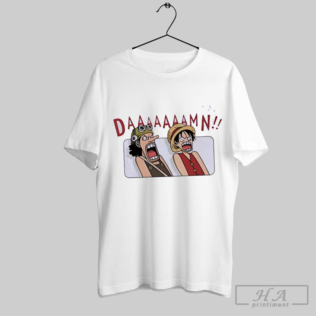 Official Luffy And Usopp Damn Meme Unisex T-shirt, Sweatshirt, Hoodie, Long Sleeve Tee - T-Shirt, Sweatshirt, Hoodie