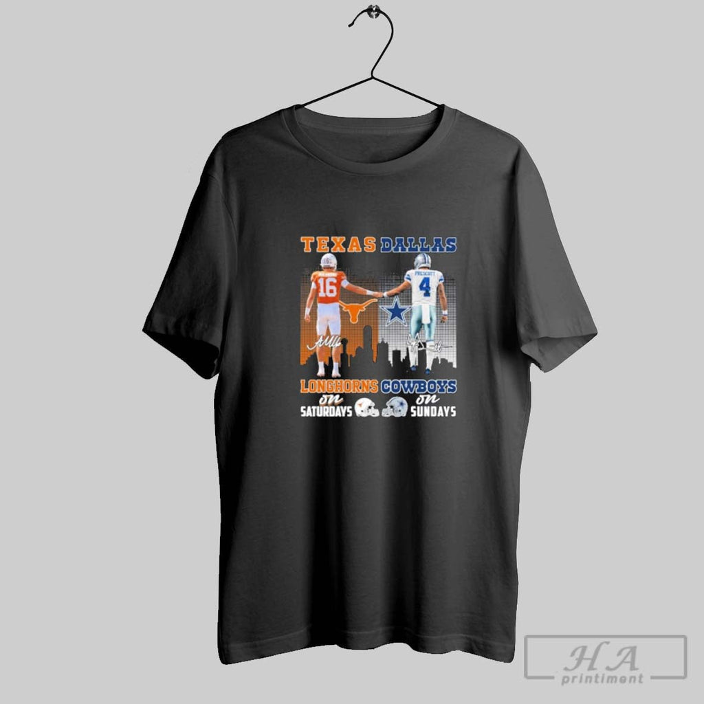 Official Manning Texas Longhorns On Saturdays And Prescott Cowboys On Sundays Shirt Unisex T-shirt, Sweatshirt, Hoodie, Long Sleeve Tee - T-Shirt, Sweatshirt, Hoodie