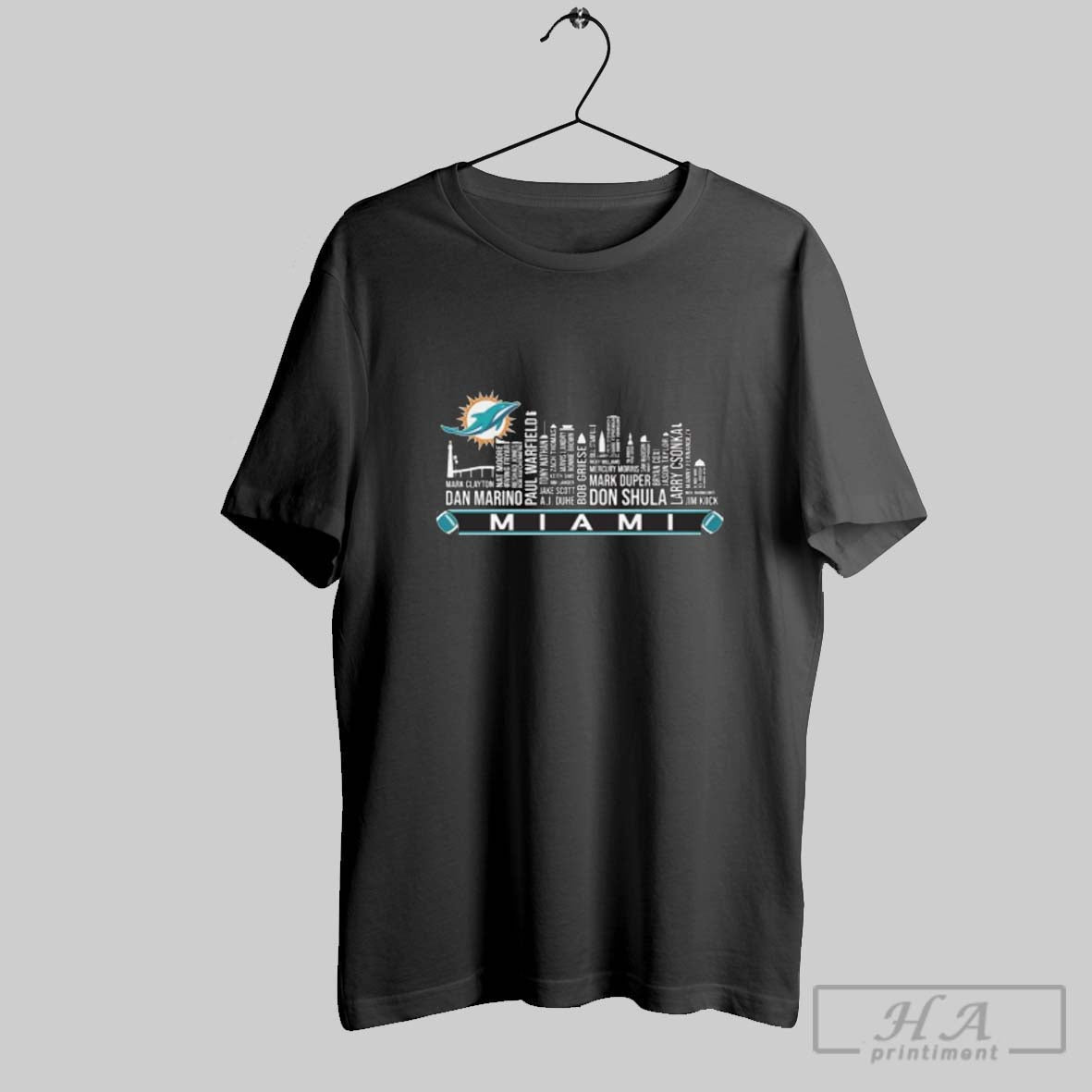 Official Miami Dolphins Skyline Names 2025 Unisex T-shirt, Sweatshirt, Hoodie, Long Sleeve Tee - T-Shirt, Sweatshirt, Hoodie