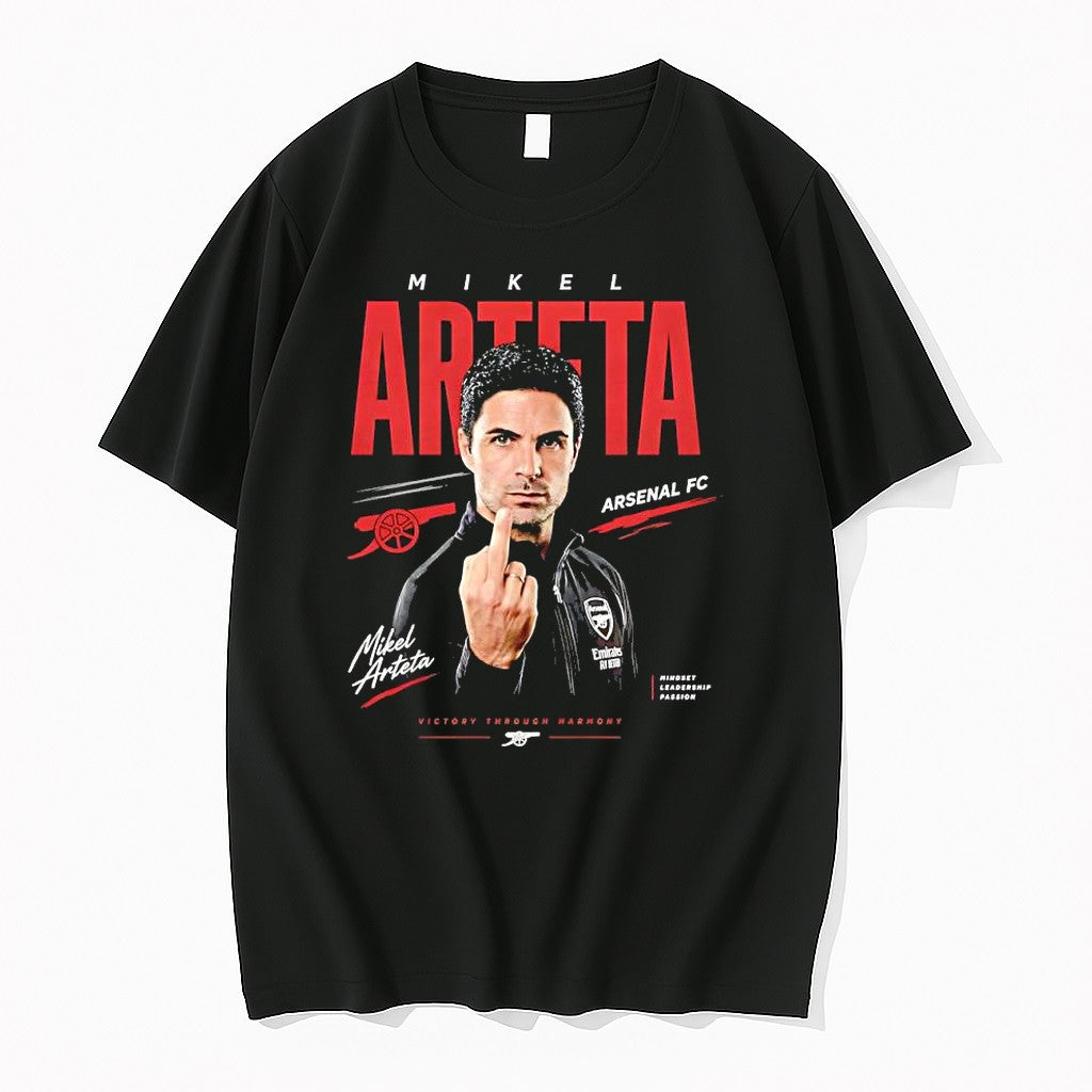 Official Mikel Arteta Middle Finger Arsenal Fc Premier League Champions 2026 T Shirts Unisex T-shirt, Sweatshirt, Hoodie, Long Sleeve Tee - T-Shirt, Sweatshirt, Hoodie