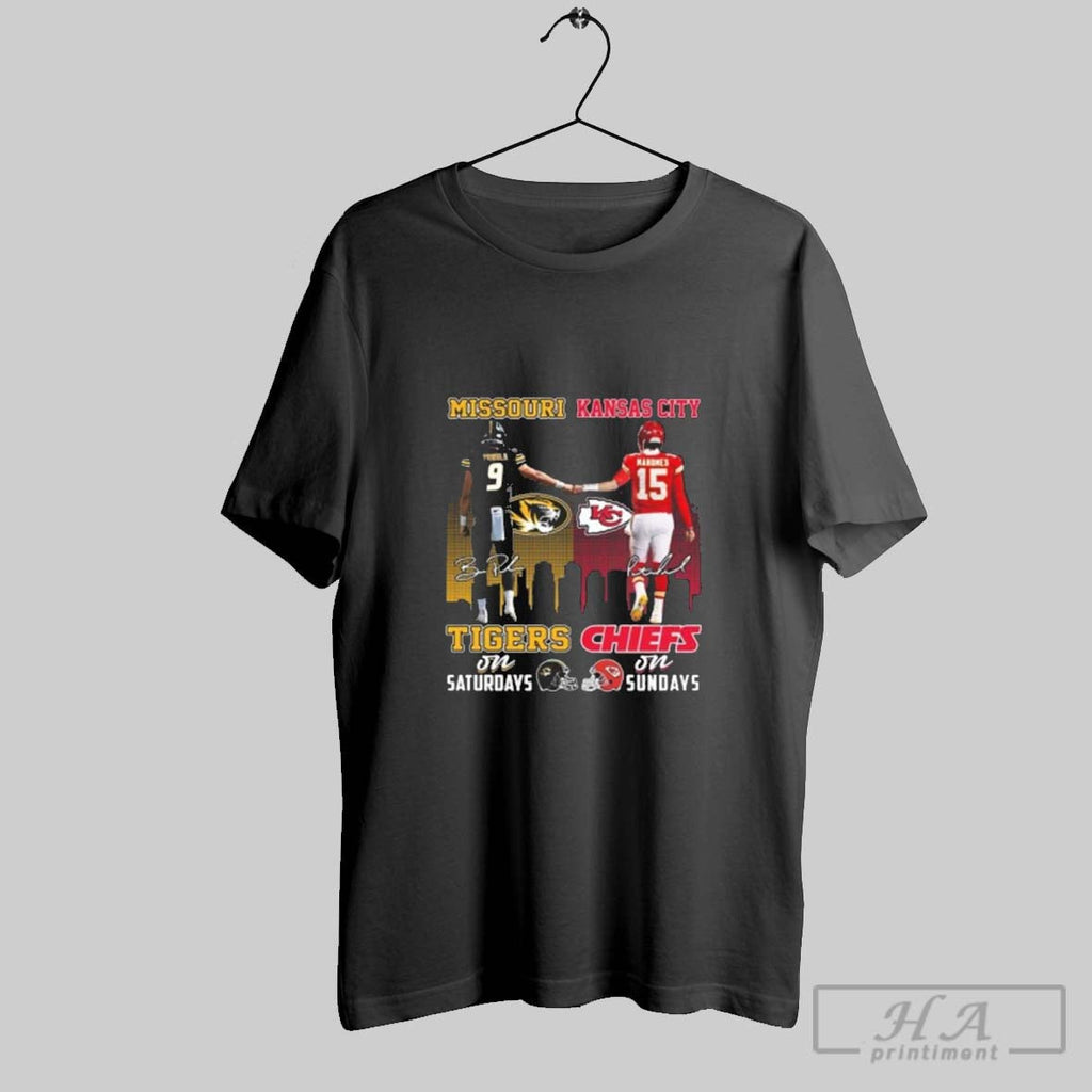 Official Missouri Tigers B Pribula On Saturdays And Kansas City Chiefs Patrick Mahomes On Sundays - T-Shirt, Sweatshirt, Hoodie