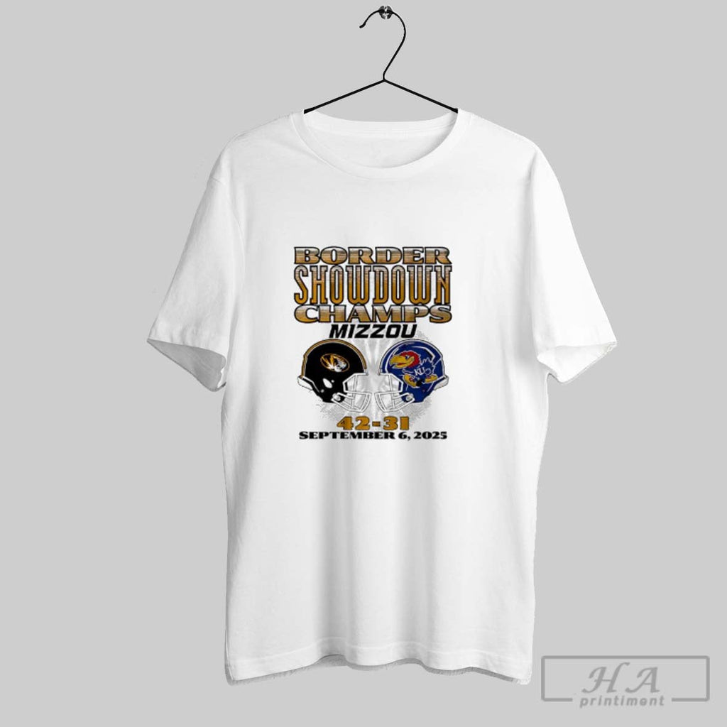 Official Missouri Tigers Vs Kansas Jayhawks Football Border Showdown Champs 2025 Unisex T-shirt, Sweatshirt, Hoodie, Long Sleeve Tee - T-Shirt, Sweatshirt, Hoodie