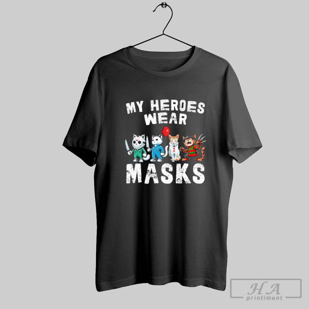Official My Heroes Wear Masks Halloween Shirt Unisex T-shirt, Sweatshirt, Hoodie, Long Sleeve Tee - T-Shirt, Sweatshirt, Hoodie