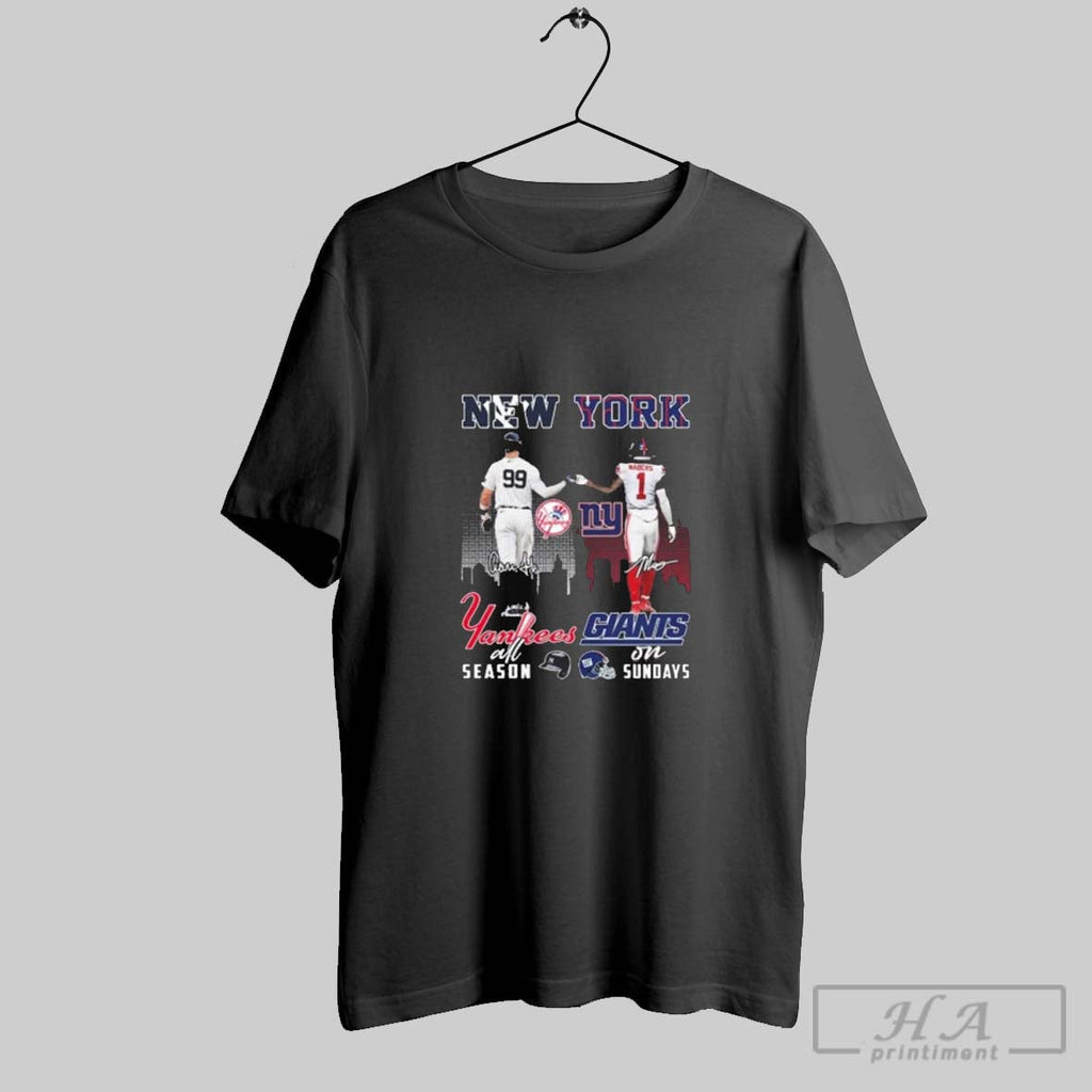 Official New York Yankees Aaron Judge All Season And New York Giants Malik Nabers On Unisex T-shirt, Sweatshirt, Hoodie, Long Sleeve Tee - T-Shirt, Sweatshirt, Hoodie