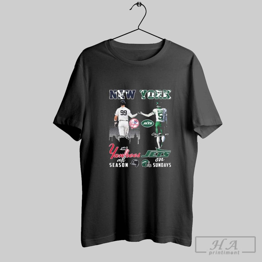 Official New York Yankees Aaron Judge All Season And New York Jets Wilson On Sunday Unisex T-shirt, Sweatshirt, Hoodie, Long Sleeve Tee - T-Shirt, Sweatshirt, Hoodie