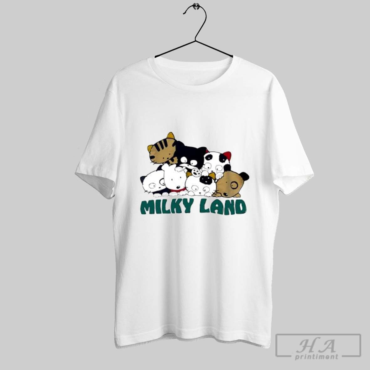 Official Nice Milky Land Cat And Dog Group Posters White Unisex T-shirt, Sweatshirt, Hoodie, Long Sleeve Tee - T-Shirt, Sweatshirt, Hoodie