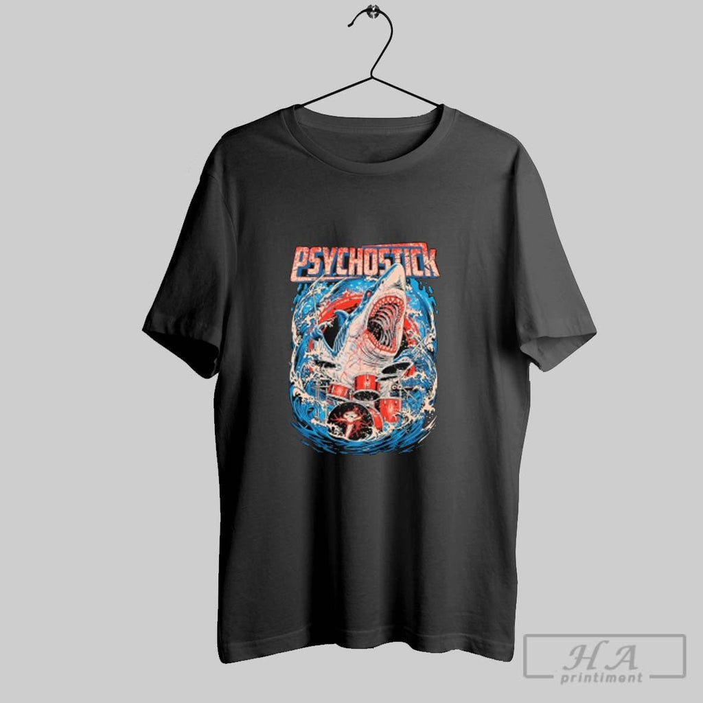 Official Official Psychostick Drum Shark Shirts Unisex T-shirt, Sweatshirt, Hoodie, Long Sleeve Tee - T-Shirt, Sweatshirt, Hoodie