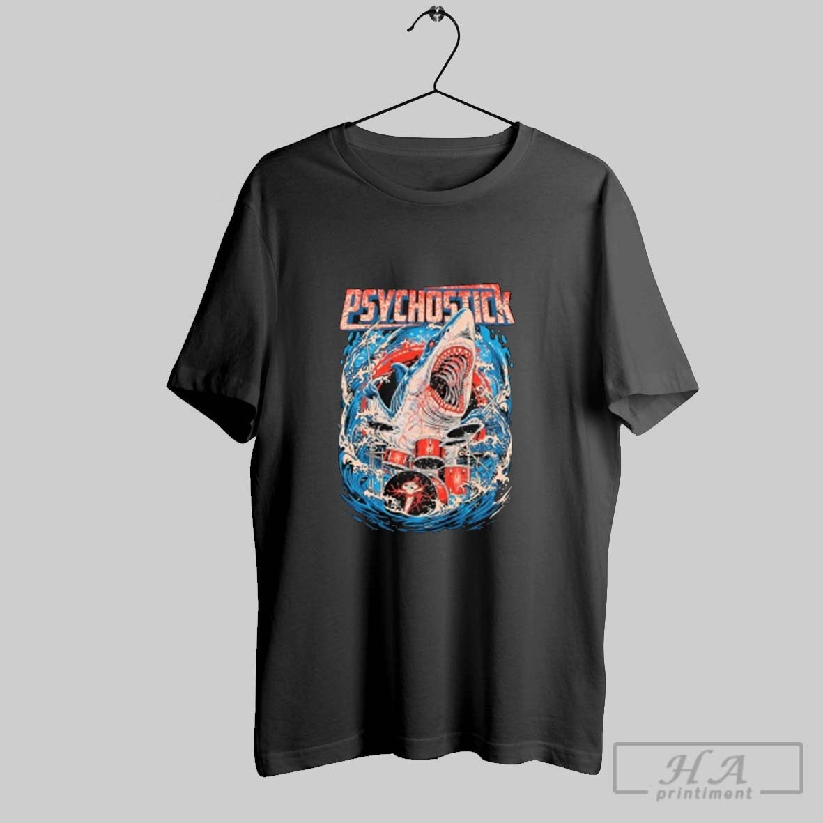 Official Official Psychostick Drum Shark Shirts Unisex T-shirt, Sweatshirt, Hoodie, Long Sleeve Tee - T-Shirt, Sweatshirt, Hoodie