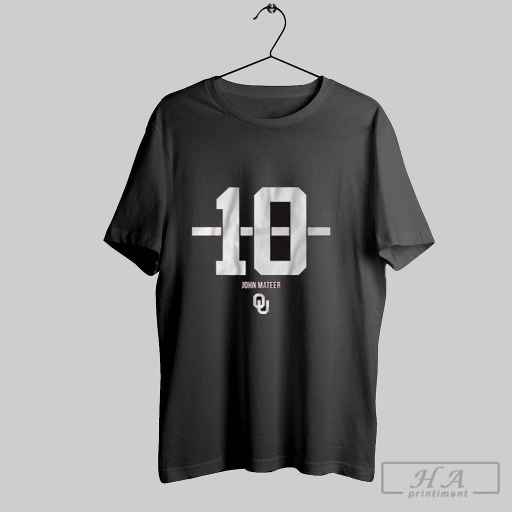 Official Oklahoma Sooners Football Ncaa John Mateer 10 Stripe Unisex T-shirt, Sweatshirt, Hoodie, Long Sleeve Tee - T-Shirt, Sweatshirt, Hoodie