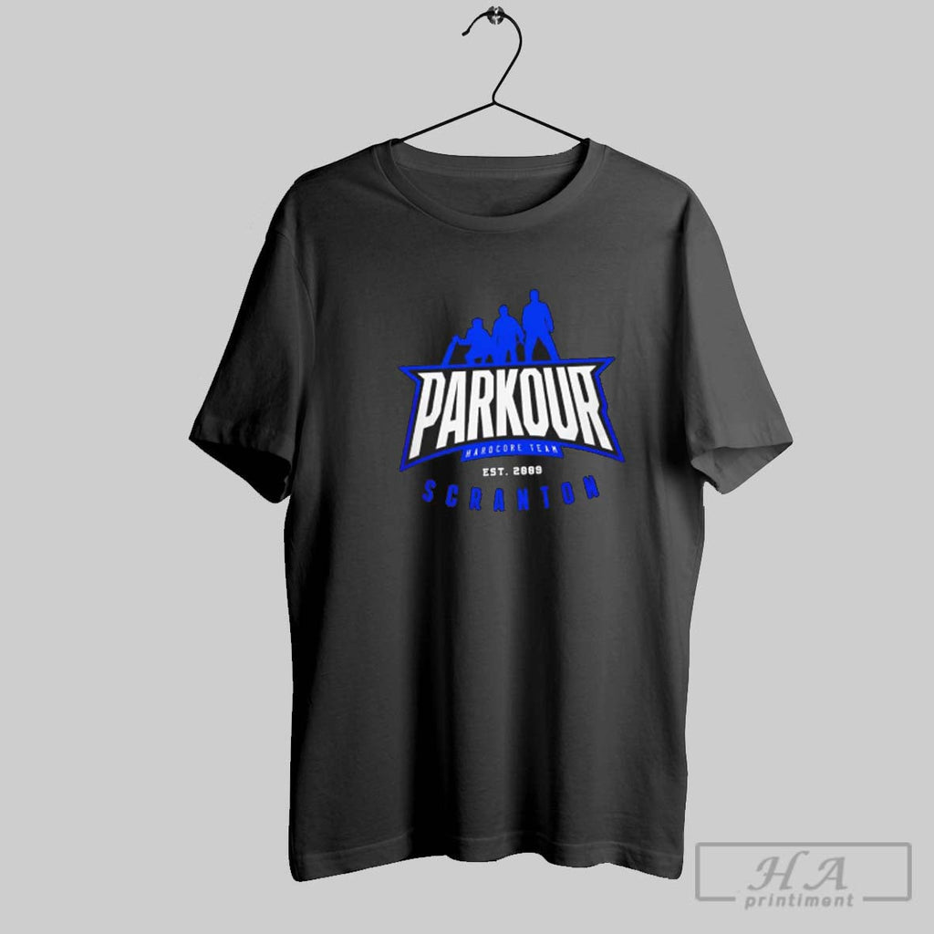 Official Parkour Hardcore Team Est 2009 Scranton Logo Retro Unisex T-shirt, Sweatshirt, Hoodie, Long Sleeve Tee - T-Shirt, Sweatshirt, Hoodie