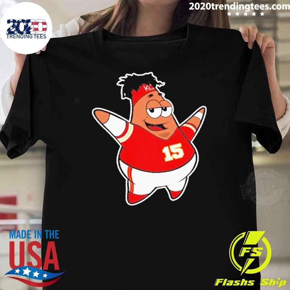 Patrick Star And Patrick Mahomes Patty Starfish Shirt Unisex T-shirt, Sweatshirt, Hoodie, Long Sleeve Tee - T-Shirt, Sweatshirt, Hoodie