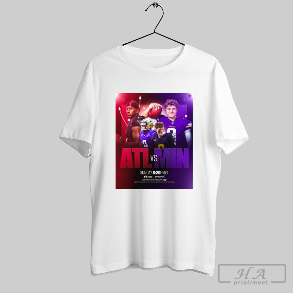 Official Penix Atlanta Falcons Vs Mccarthy Minnesota Vikings Round 2 2025 Poster Unisex T-shirt, Sweatshirt, Hoodie, Long Sleeve Tee - T-Shirt, Sweatshirt, Hoodie
