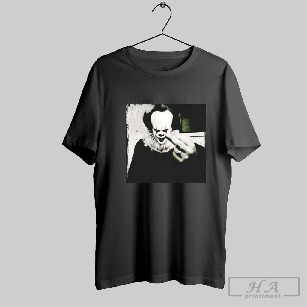Official Pennywise Middle Finger Happy Halloween Unisex T-shirt, Sweatshirt, Hoodie, Long Sleeve Tee - T-Shirt, Sweatshirt, Hoodie