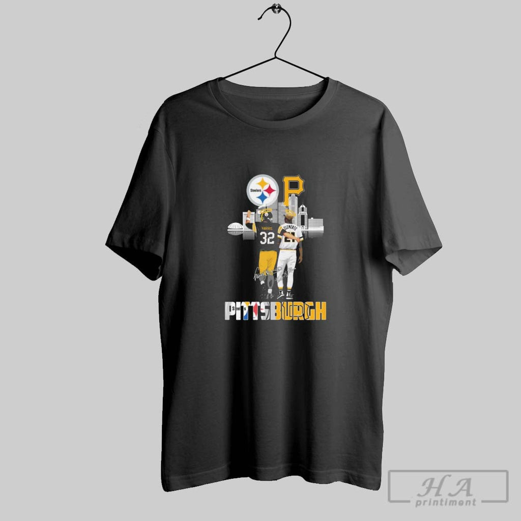 Official Pittsburgh City Sports Harris And Clemente Skyline Signatures Unisex T-shirt, Sweatshirt, Hoodie, Long Sleeve Tee - T-Shirt, Sweatshirt, Hoodie