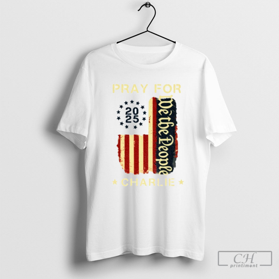 Official Pray For Charlie Kirk We The People American Flag Vingtage Shirt Unisex T-shirt, Sweatshirt, Hoodie, Long Sleeve Tee - T-Shirt, Sweatshirt, Hoodie