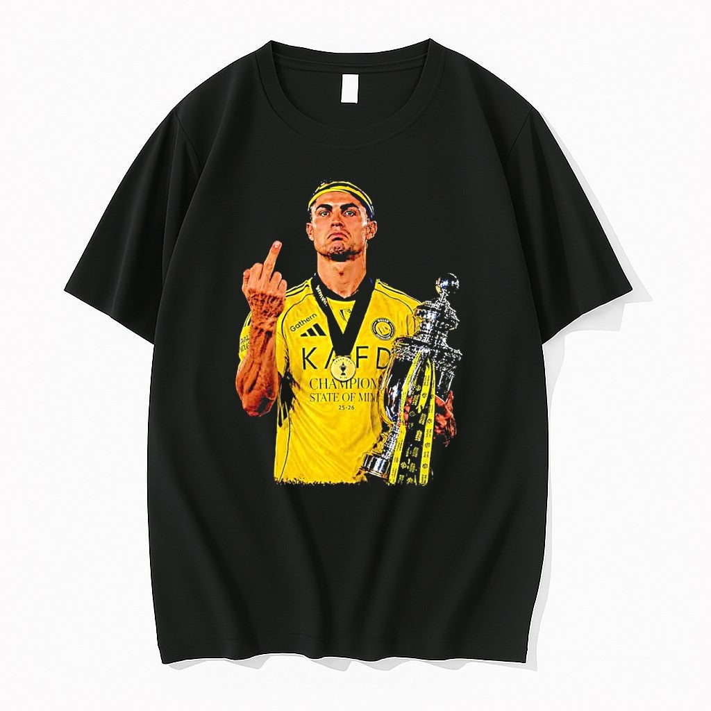 Official Ronaldo Middle Finger Champions State Of Mind 25 26 Football Legend T Shirts Unisex T-shirt, Sweatshirt, Hoodie, Long Sleeve Tee - T-Shirt, Sweatshirt, Hoodie