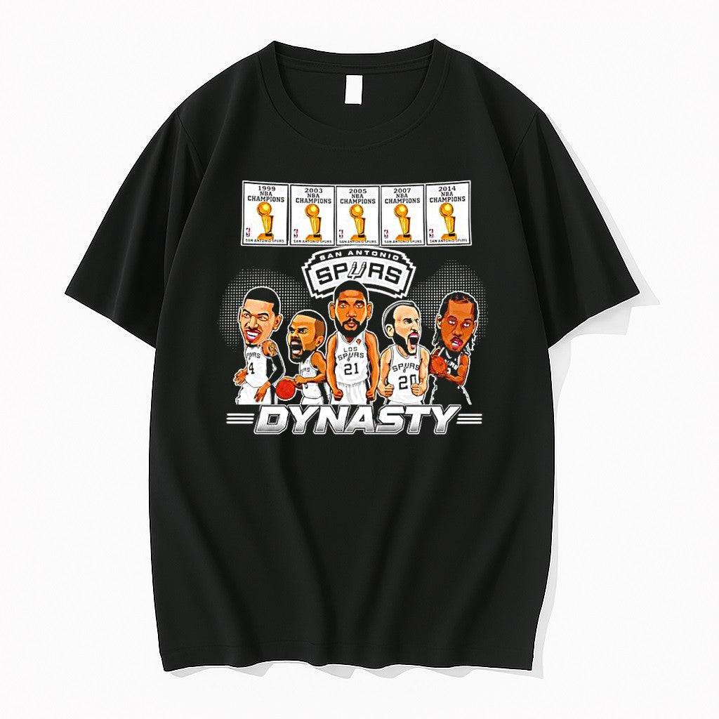 Official San Antonio Spurs Dynasty Nba Champions Players Caricature T Shirts Unisex T-shirt, Sweatshirt, Hoodie, Long Sleeve Tee - T-Shirt, Sweatshirt, Hoodie