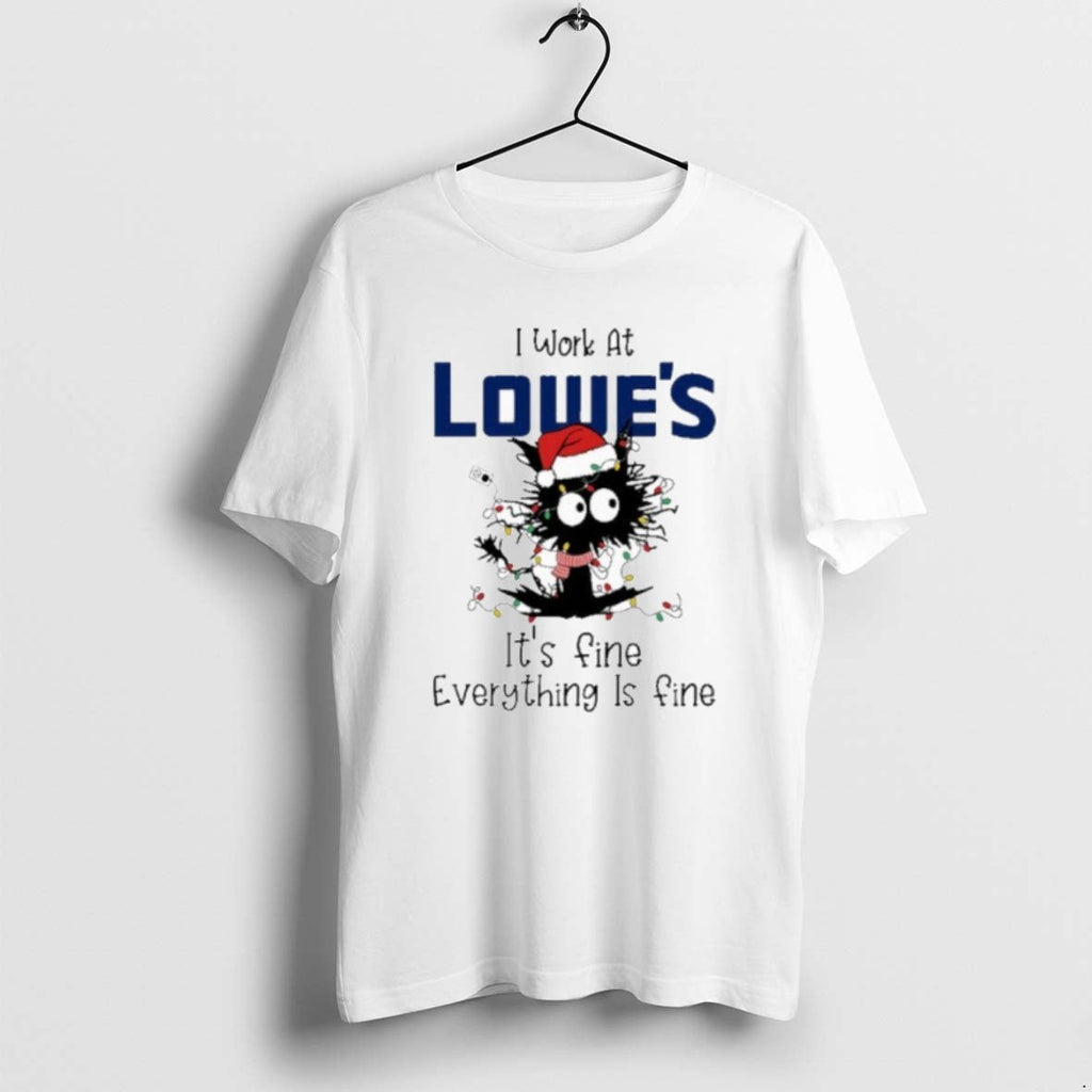 Official Santa Light Cat I Work Lowes Fine Everything Is Fine T-Shirts, Hoodie, Sweatshirt - T-Shirt, Sweatshirt, Hoodie