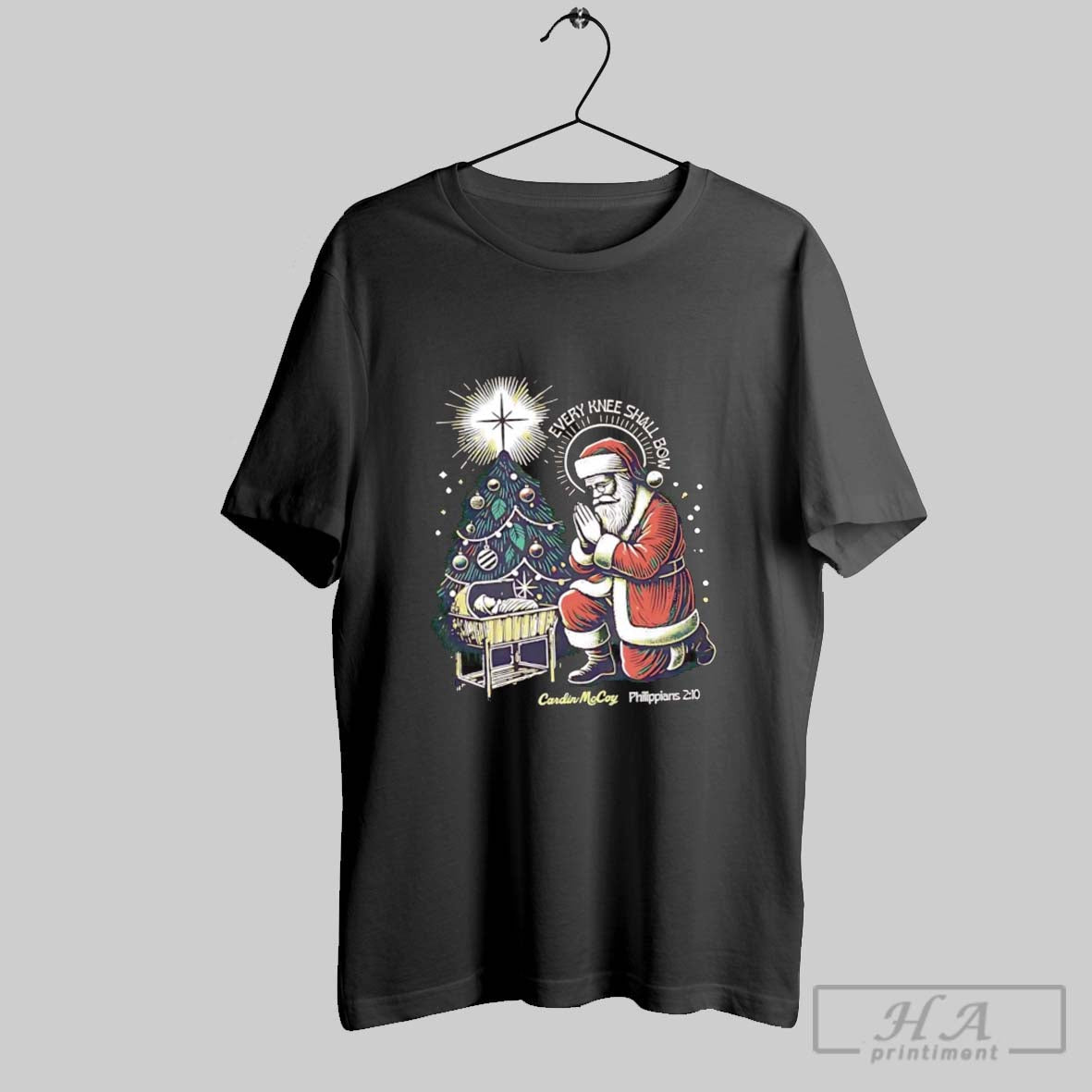 Official Santa Claus Every Knee Shall Bow Philippians Christmas Unisex T-shirt, Sweatshirt, Hoodie, Long Sleeve Tee - T-Shirt, Sweatshirt, Hoodie