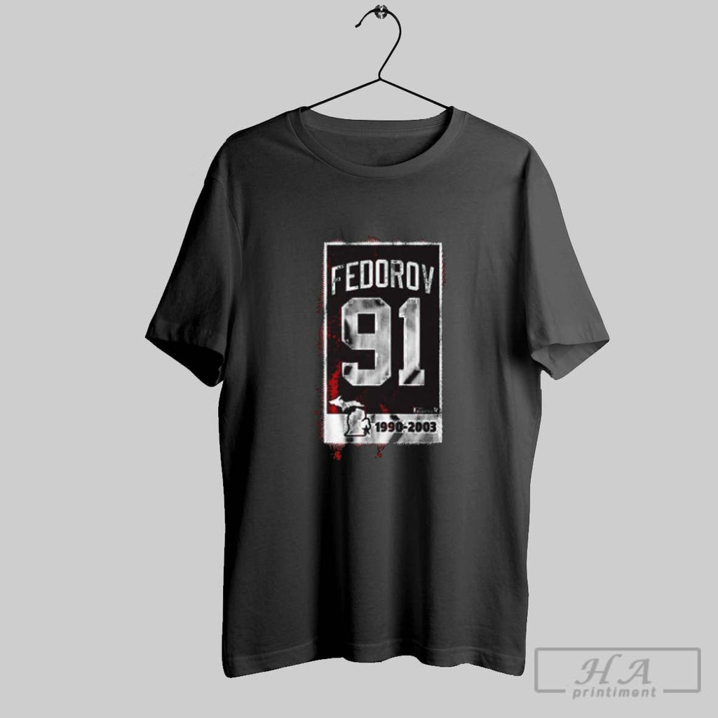 Official Sergei Fedorov 91 Banner Cska Moscow Hockey 1990 2003 Unisex T-shirt, Sweatshirt, Hoodie, Long Sleeve Tee - T-Shirt, Sweatshirt, Hoodie