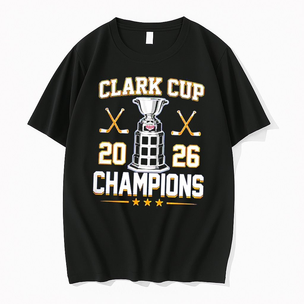 Official Sioux Falls Stampede Hockey 2026 Clark Cup Champions Trophy Tee T Shirts Unisex T-shirt, Sweatshirt, Hoodie, Long Sleeve Tee - T-Shirt, Sweatshirt, Hoodie