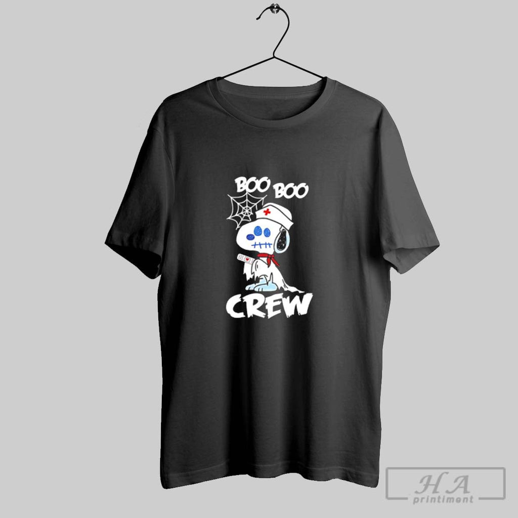 Official Snooy The Peanuts X Boo Boo Crew Nurse Ghost Halloween Cartoon Unisex T-shirt, Sweatshirt, Hoodie, Long Sleeve Tee - T-Shirt, Sweatshirt, Hoodie