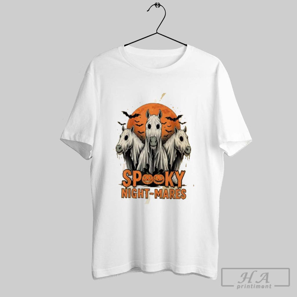 Official Spooky Night Mares Halloween Horse Ghost Funny Spooky Season Unisex T-shirt, Sweatshirt, Hoodie, Long Sleeve Tee - T-Shirt, Sweatshirt, Hoodie