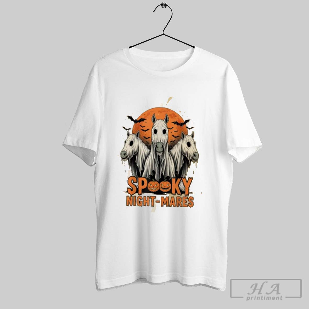 Official Spooky Night Mares Halloween Horse Ghost Funny Spooky Season Unisex T-shirt, Sweatshirt, Hoodie, Long Sleeve Tee - T-Shirt, Sweatshirt, Hoodie