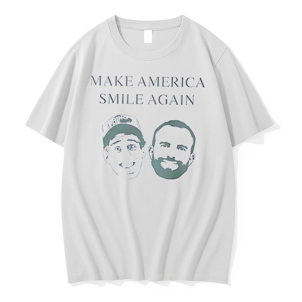 Official Tanner Smith And Connor Tomlinson Make America Smile Again White T Shirts Unisex T-shirt, Sweatshirt, Hoodie, Long Sleeve Tee - T-Shirt, Sweatshirt, Hoodie