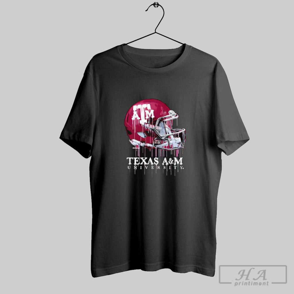 Official Texas Am Aggies Dripping Football Helmet Unisex T-shirt, Sweatshirt, Hoodie, Long Sleeve Tee - T-Shirt, Sweatshirt, Hoodie