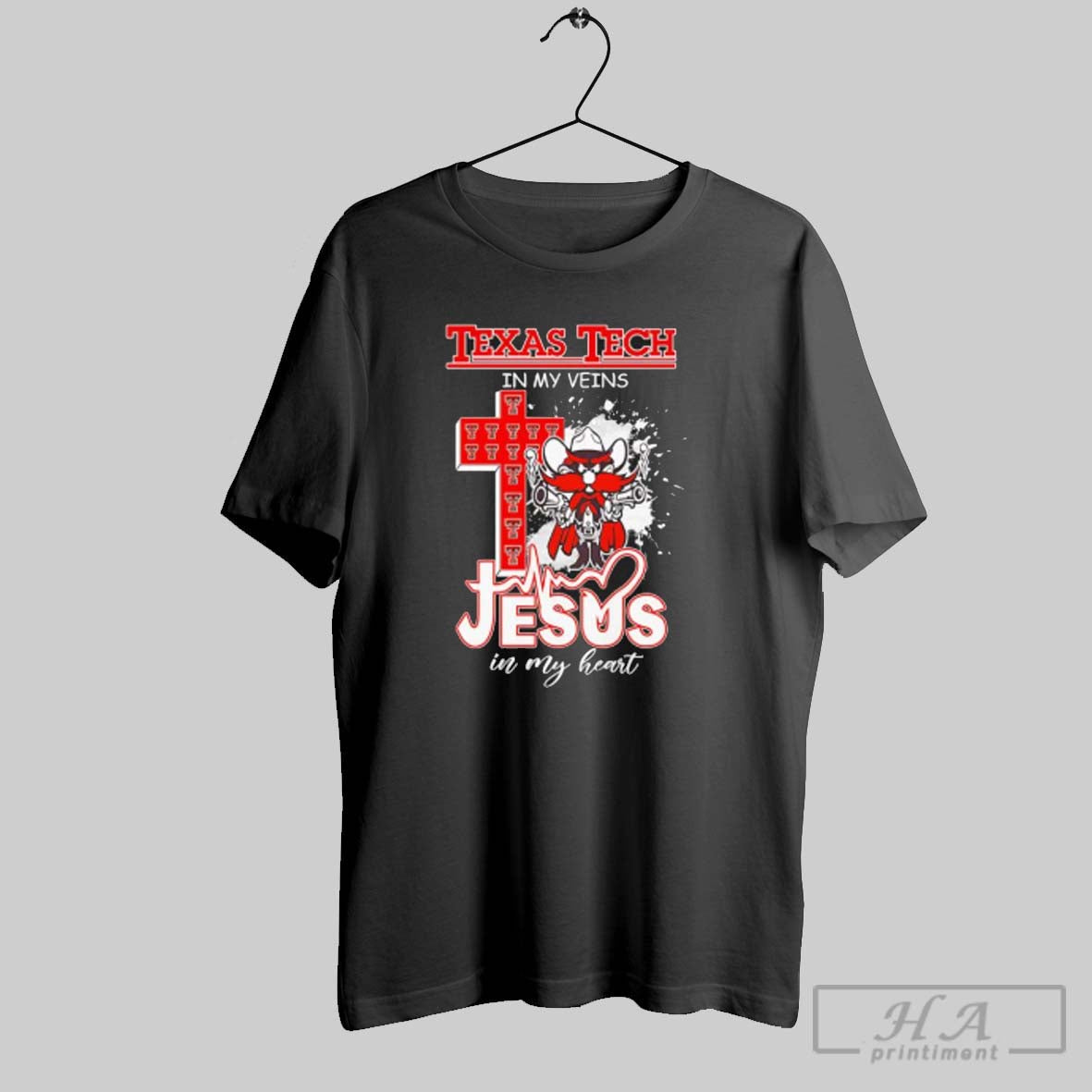 Official Texas Tech Red Raiders In My Veins And Jesus In My Heart Christian Football Unisex T-shirt, Sweatshirt, Hoodie, Long Sleeve Tee - T-Shirt, Sweatshirt, Hoodie