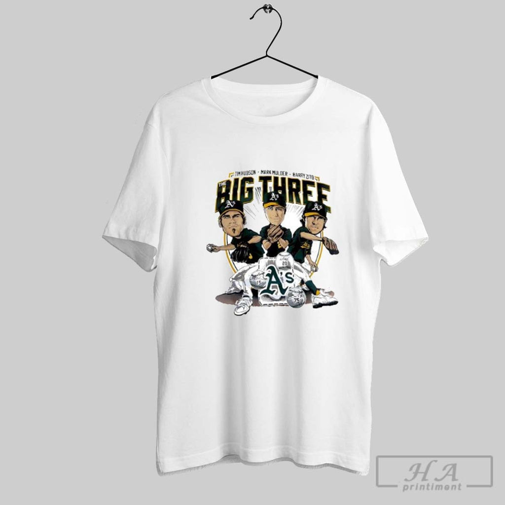 Official The Big Three Tim Hudson Mark Mulder Barry Zito Cartoon Unisex T-shirt, Sweatshirt, Hoodie, Long Sleeve Tee - T-Shirt, Sweatshirt, Hoodie