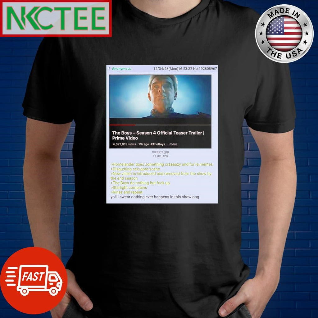 Official The Boys Season 4 leak shirt Unisex T-shirt, Sweatshirt, Hoodie, Long Sleeve Tee - T-Shirt, Sweatshirt, Hoodie