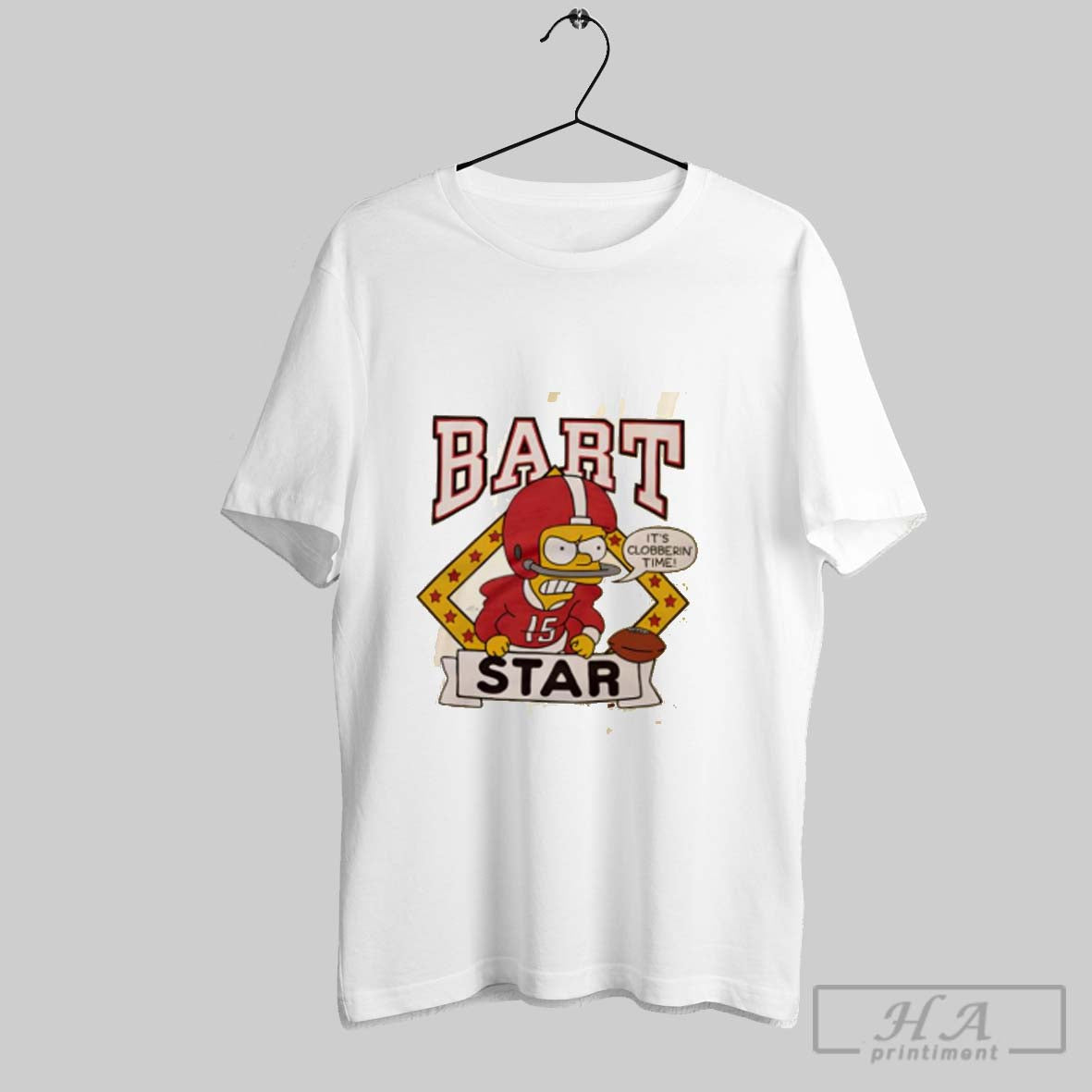 Official The Simpsons Bart Star Its Clobberin Time Unisex T-shirt, Sweatshirt, Hoodie, Long Sleeve Tee - T-Shirt, Sweatshirt, Hoodie