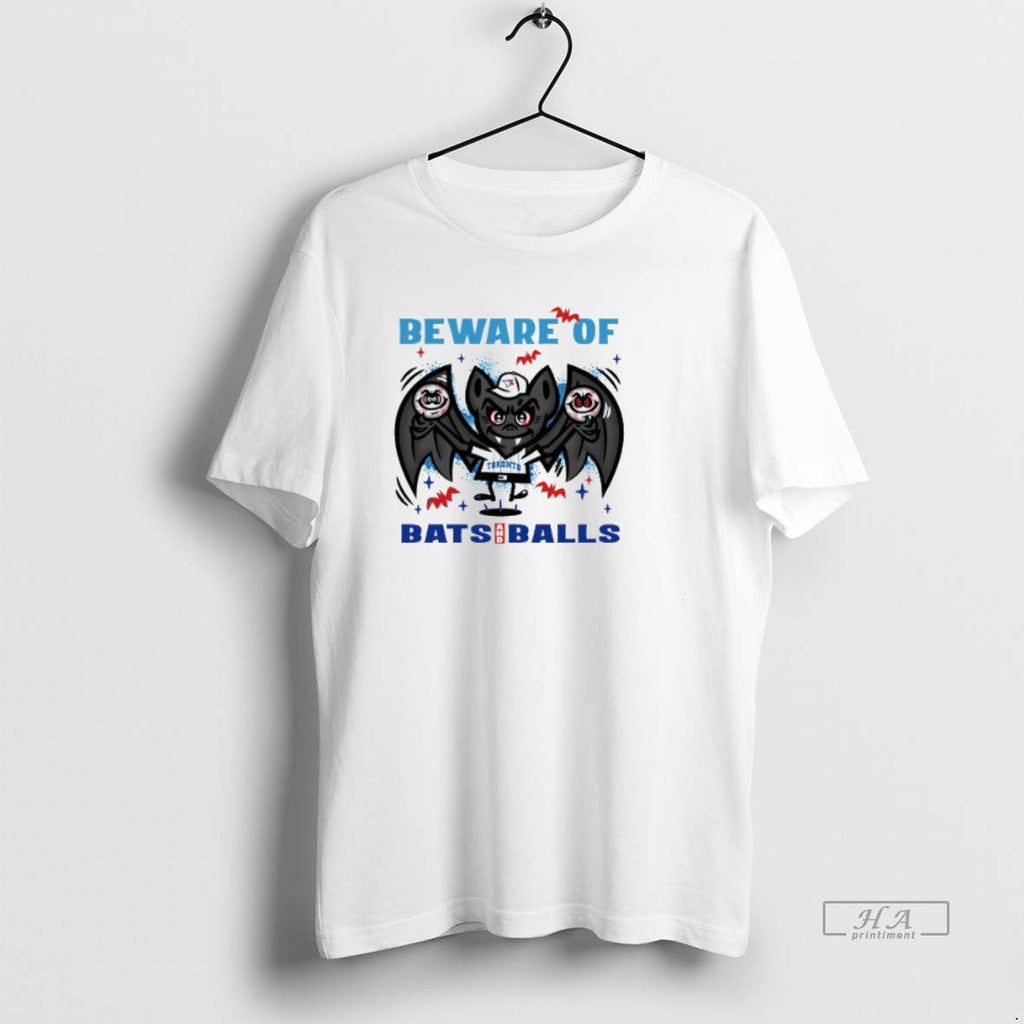 Official Trendy Toronto Blue Jays Beware Of Bats And Balls October Halloween Unisex T-shirt, Sweatshirt, Hoodie, Long Sleeve Tee - T-Shirt, Sweatshirt, Hoodie