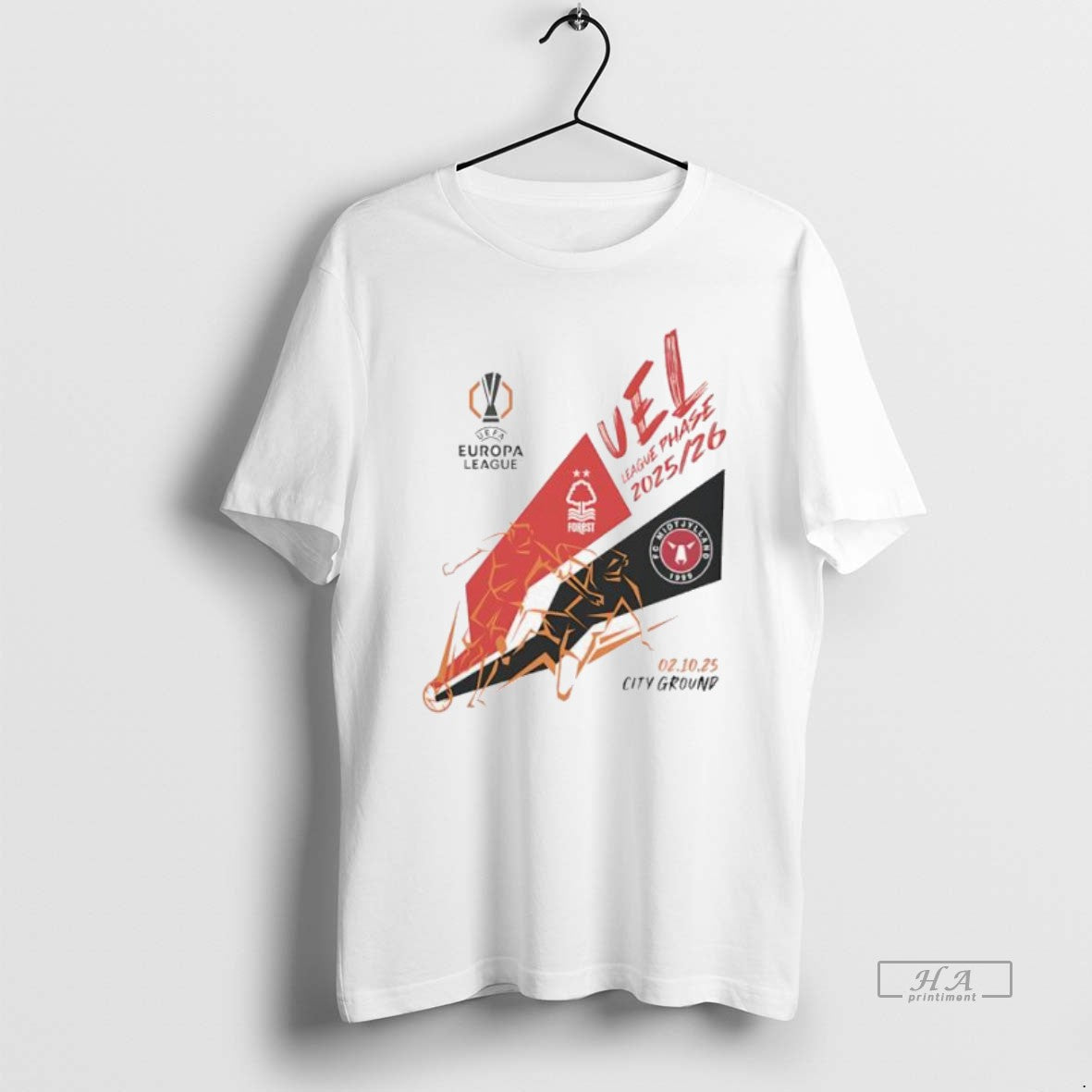 Official Trendy Uel League Phase 2025 2026 Nottingham Forest Vs Fc Midtjylland Logo Unisex T-shirt, Sweatshirt, Hoodie, Long Sleeve Tee - T-Shirt, Sweatshirt, Hoodie