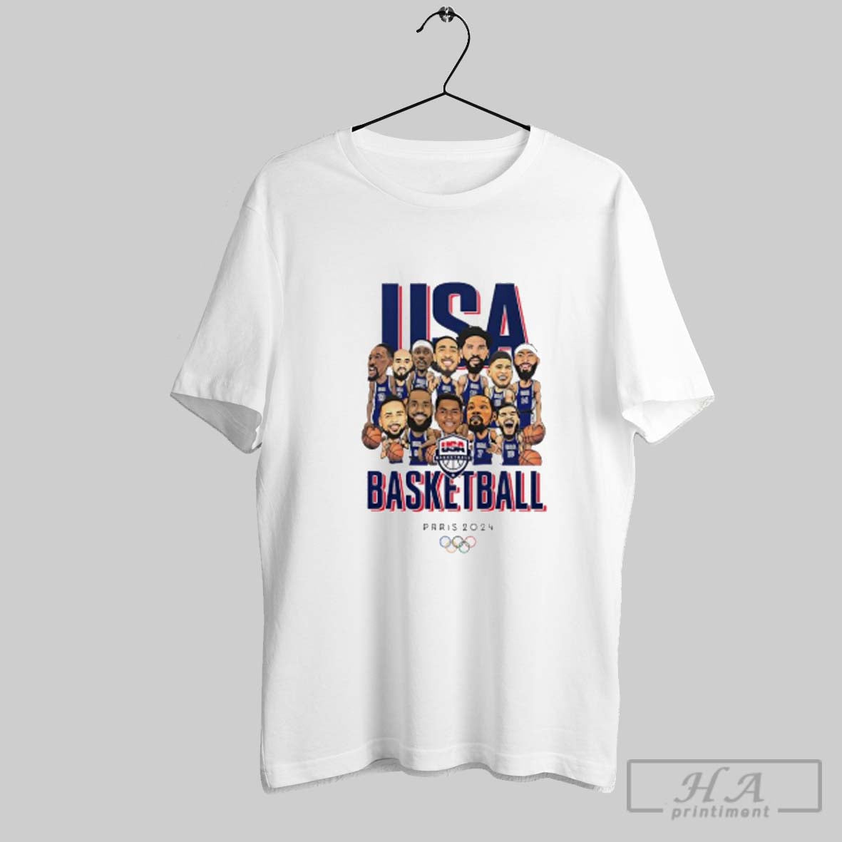 Official Usa Basketball Usa Paris 2024 Cartoon Unisex T-shirt, Sweatshirt, Hoodie, Long Sleeve Tee - T-Shirt, Sweatshirt, Hoodie