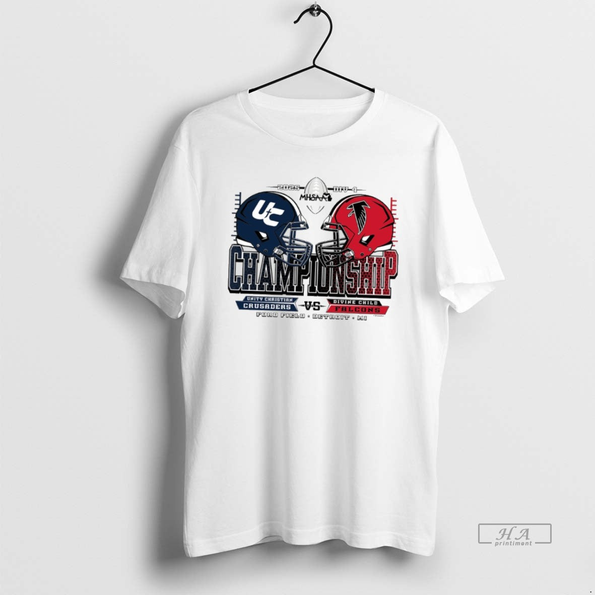 Official Unity Christian Crusaders Vs Divine Child Falcons 2025 Mhsaa Football Division 4 Championship T-Shirts, Hoodie, Sweatshirt - T-Shirt, Sweatshirt, Hoodie
